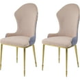 thumbnail image 2 of JERFIT Modern Wingback Dining Chairs Set of 2, Upholstered Accent Side Chairs with Sloped Arms, Tan and Gold Finish for Dining Room, 2 of 7
