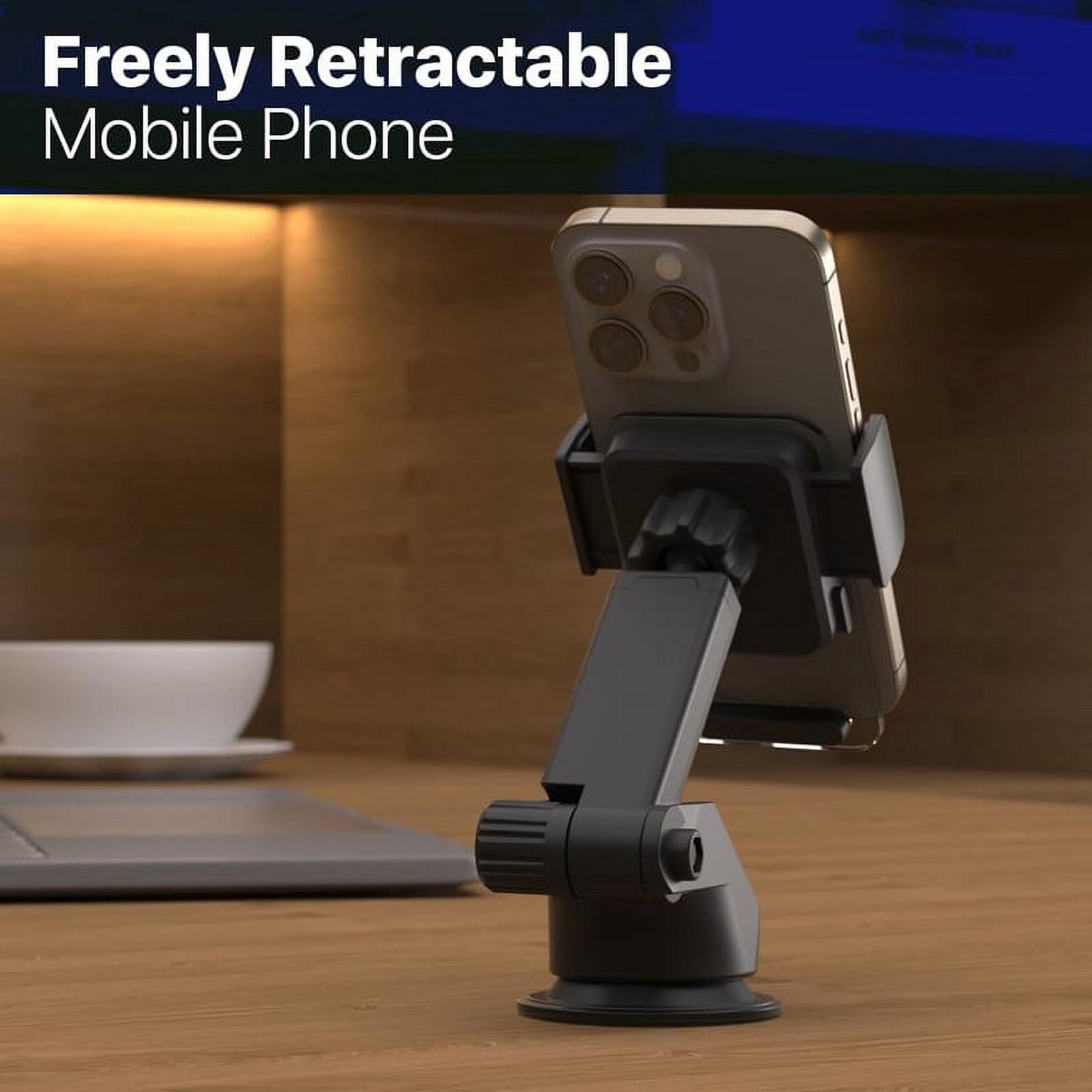 LAX Gadgets Clear Cradle Phone Mount for Car - Transparent Cradle-Type Cell Phone Car Mount with Extendable Arm - Car Mount with Powerful Suction Cup for Windshield and Dashboard