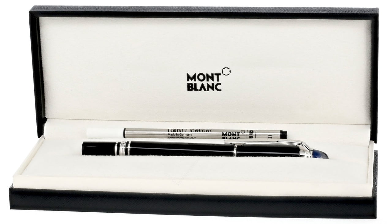 Montblanc Resin and Platinum Coated Pen, Fine, Black Ink