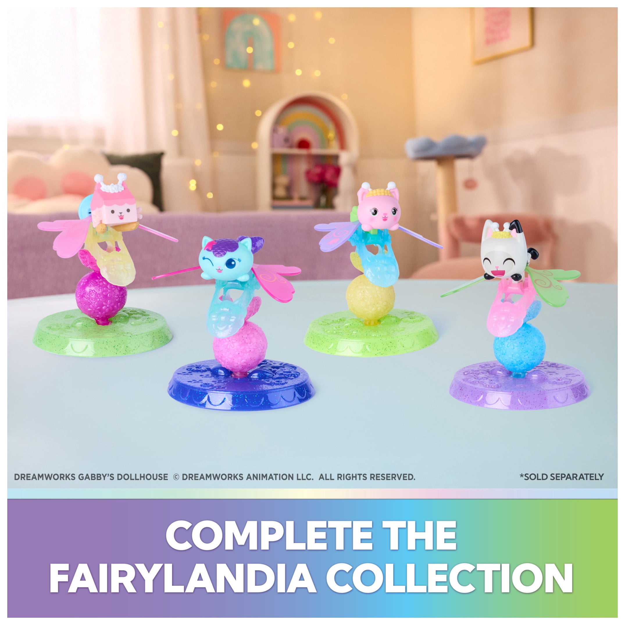 Gabby's Dollhouse Fairylandia, Kitty Fairy & Pandy Paws Flutter-riffic Fairy Rings 2-Pack, For Ages 3 and up