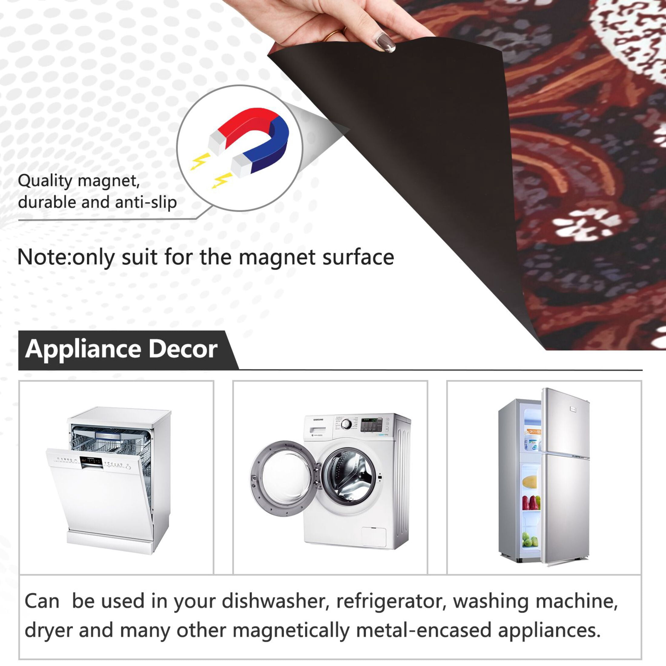 IAUYY Magnetic Decorative -23x26 Inch,Removable DIY Art for Dishwasher Refrigerator and Other Metal Surfaces,Batik Fabric Patterns