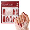thumbnail image 2 of Uñas postizas BYETOCE Christmas Red Snowflake 24 piezas, 2 of 7
