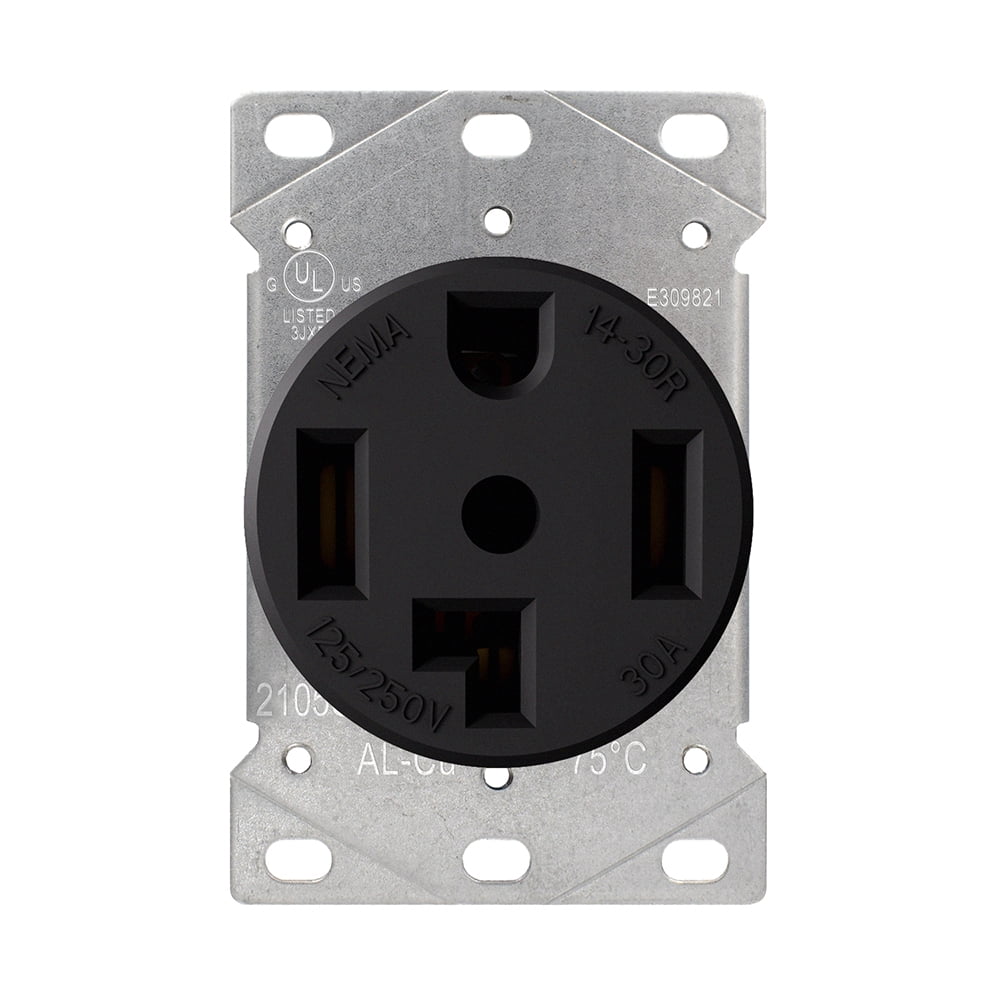 Elegrp 30 Amp 125 250v Nema 14 30r Flush Mount Power Outlet Straight Blade Range And Dryer Outlet Grounding Black 2105s Walmart Com