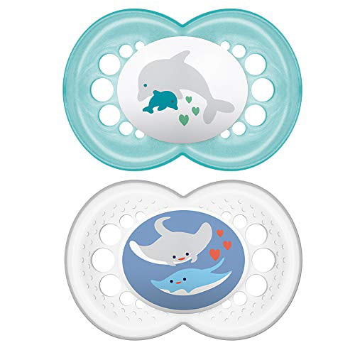 2 Pack, 1 Sterilizing Pacifier Case MAM Pacifier 0-6 Months White Best Pacifier for Breastfed Babies MAM Deep Sea Collection Pacifiers Unisex Baby Pacifier 