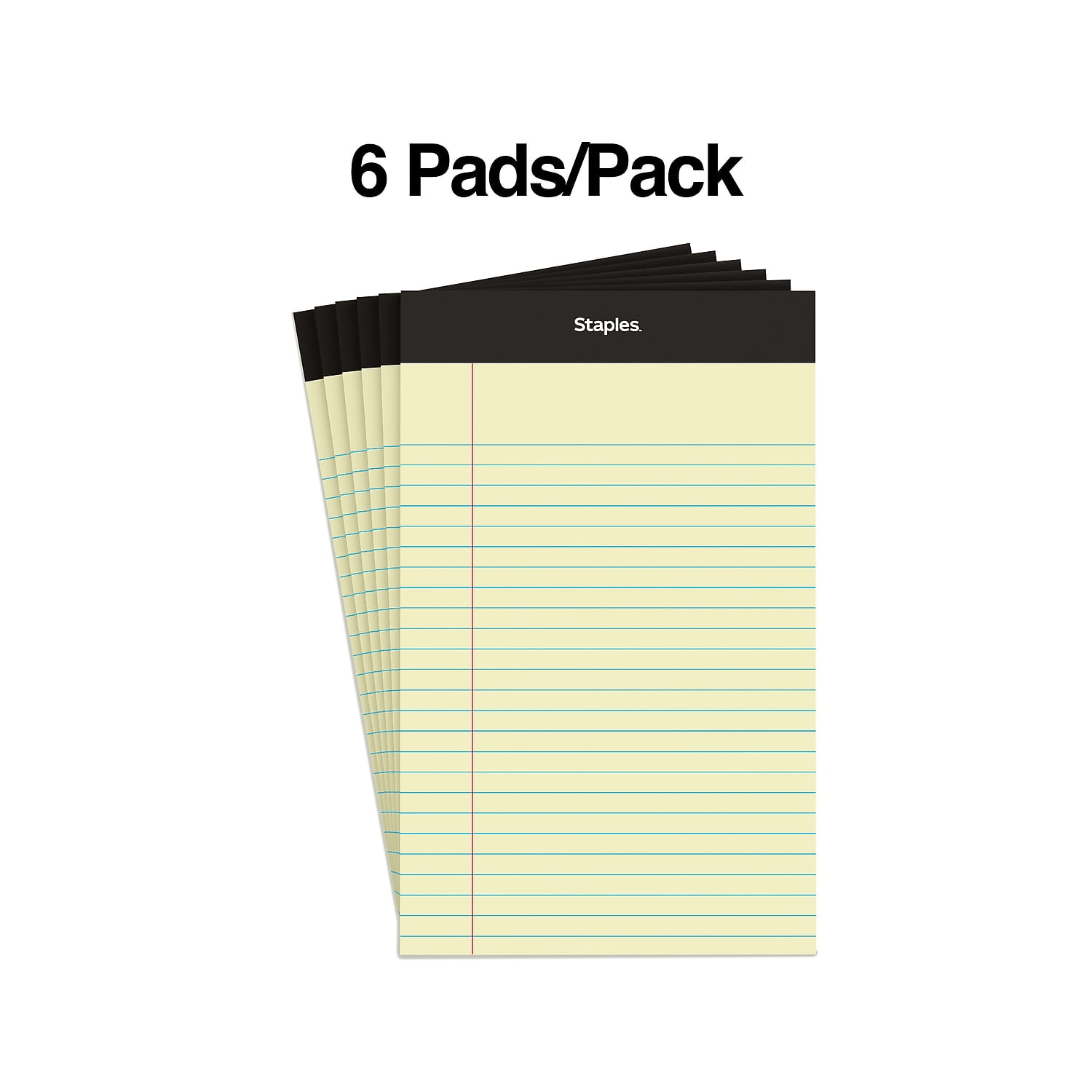 Staples Notepads 5" x 8" Narrow Ruled Canary 100 Sheets/Pad 18/Carton ST57302VS
