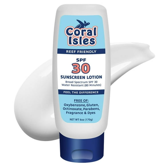 Protector solar Coral Isles SPF 30 de amplio espectro, 177 ml, resistente al agua