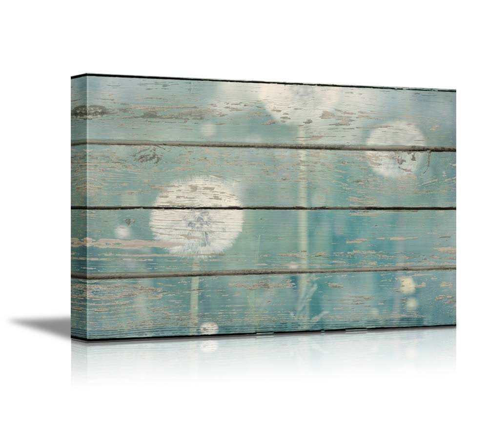 wall26 Canvas Prints Wall Art Dandelion on Vintage Wood Board
