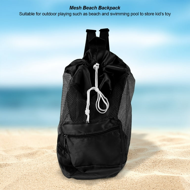 LYUMO Beach Backpack for Kids Mesh Beach Backpack Swimming and Pool  Children Toy Backpack Drawstring Storage Bag Picnic Bag, Black