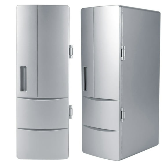Mini Fridge, Compact Mini USB Fridge Freezer Cans Drink Beer Cooler Warmer Portable Small Refrigerator For Travel Car Office Use