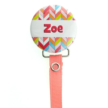 Personalized Name Herringbone Design Pacifier Clip