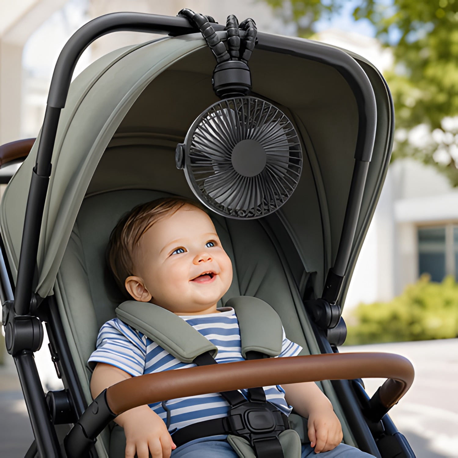 Mini Portable Stroller Fan, Battery Operated Small Clip on, Detachable 3 Speed Rechargeable, 360° Rotate Flexible Tripod Better Cooling for Car Seat Crib Treadmill