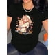 thumbnail image 1 of Camiseta de mujer Trajes de verano Traje Camiseta de cuello redondo para viajes de compras deportivas ﻿Girl and Dog Print Casual T-Shirt for Women - Polyester Knit Fabric, Medium Stretch, Round Nec, 1 of 6