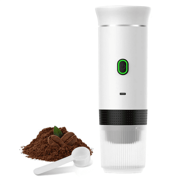 Wireless Electric Portable Espresso Coffee Machine Camping Coffee Maker Capsule Powder Travel Coffee Maker White,1 * portable coffee maker 1 * usb cable 1 * spoon,White