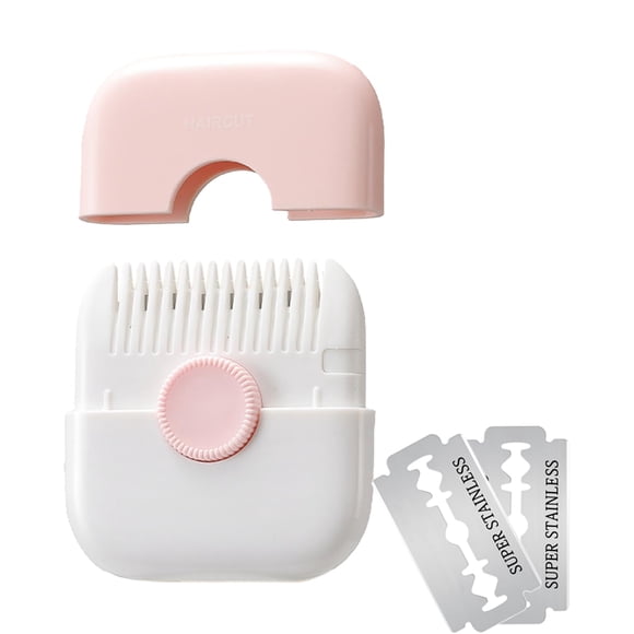 AWINGGILA 2 en 1 cortadora de pelo manual con flequillo, peine para niñas y mujeres, cortador de peine de doble cara (1 paquete rosa)
