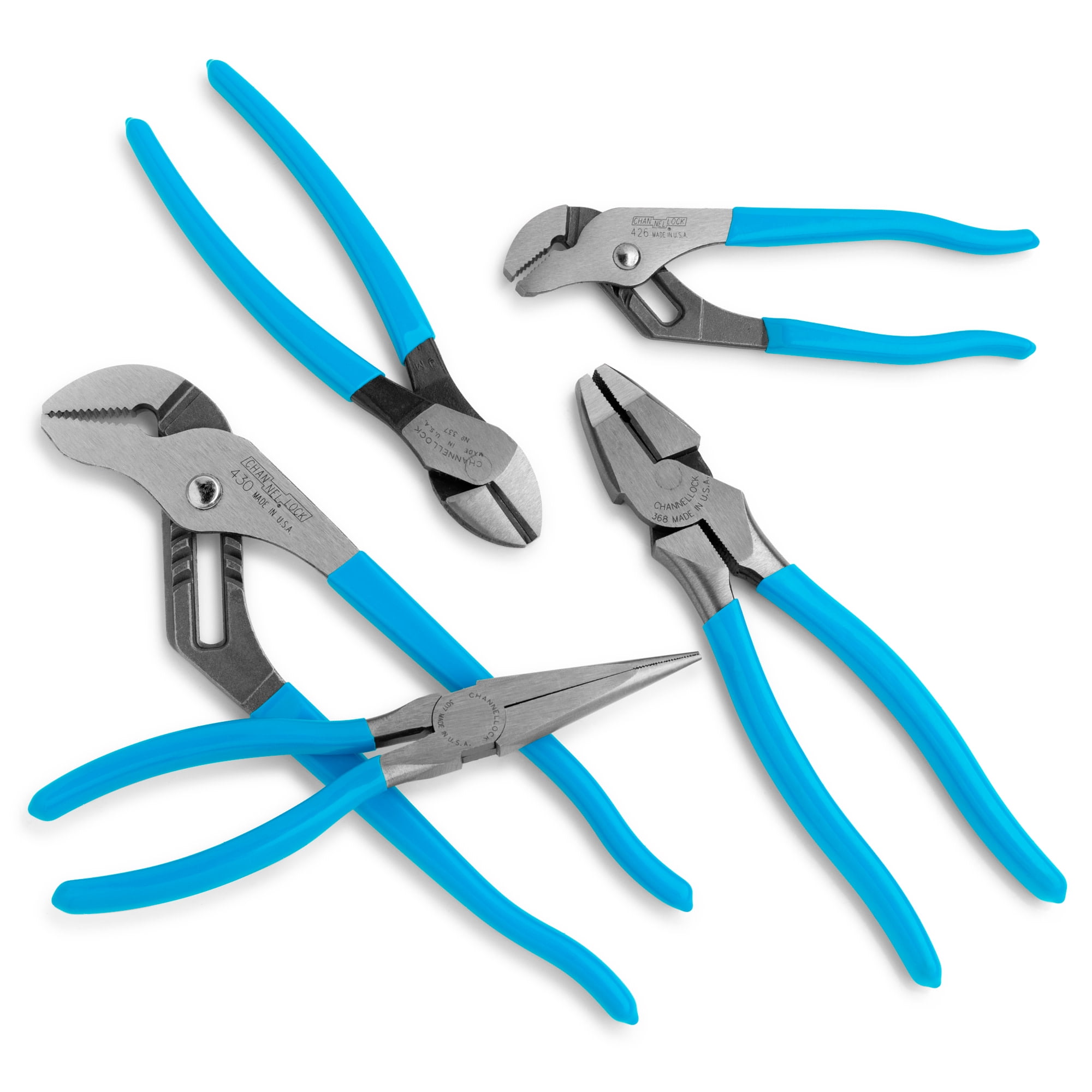 CHANNELLOCK Pliers Set, Includes Tongue & Groove, Linemen's, Long Nose and Cutting Pliers, Made in USA, 5-tool set (GS-50)