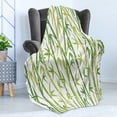 thumbnail image 4 of Leaves Soft Flannel Fleece Throw Blanket, Cartoon Style Bamboo Sticks Pattern in Nature Colors Leaves East, Cozy Plush for Indoor and Outdoor Use, 50" x 70", Green and Pale Green, by Ambesonne, 4 of 5
