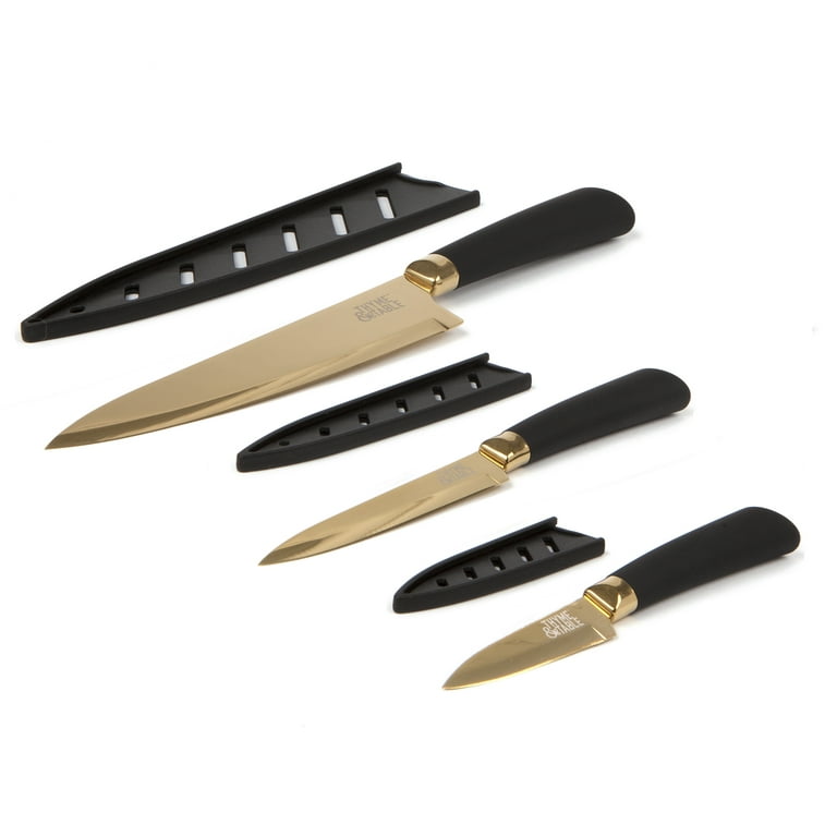 PLYS-Luxury Gold Kitchen Knife Set Stainless Steel Blade with Golden  Titanium Plating Chef Knife Set for Kitchen