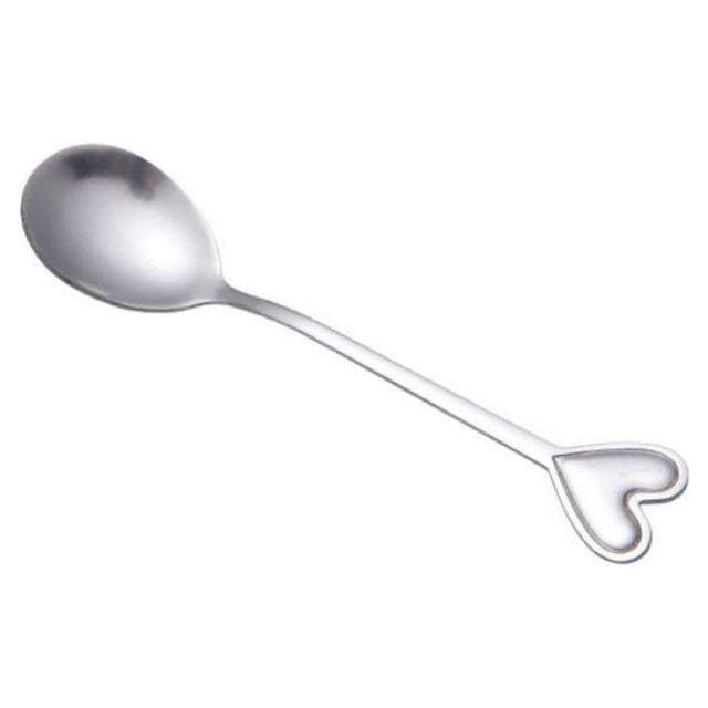 OUSITAID en Acier Inoxydable en Forme de Coeur Fourchette Longue Poignée Cuillère à Sucre Thé Café Dessert Couverts Cuillère à Café Cadeau de Saint Valentin