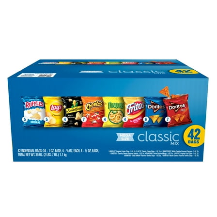 Frito Lay Classic Mix Chips Variety Pack, Mega Size, 1 oz, 42 Count