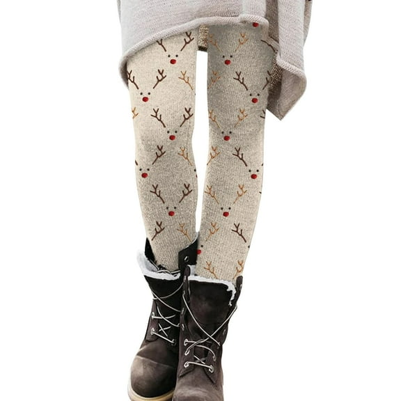 Outfmvch Christmas Leggings for Women Christmas Pants for Women Thermal Leggings for Women Womens Sweatpants Womens Cargo Pants Fleece Pants Women Cargo Sweatpants for Women Beige L