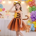 thumbnail image 5 of LPKRT Girls 3 Piece Dress Outfits Color Block Tutu Dress With Tiger Ear Headband And Tail Celebration Party Clothing Sets Orange 2-3 Years, 5 of 8