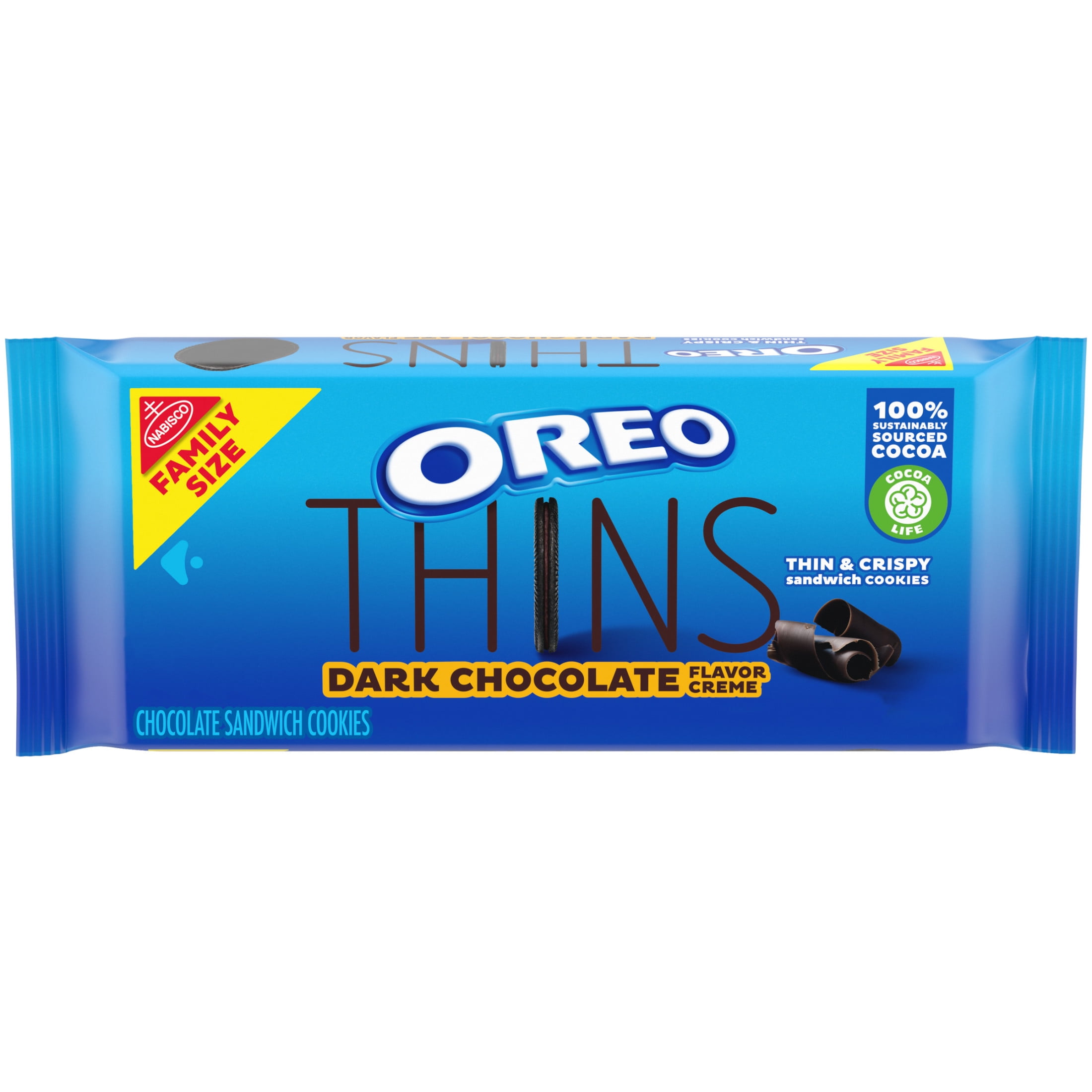 (3 pack) OREO Thins Dark Chocolate Creme Sandwich Cookies, Family Size, 13.1 oz