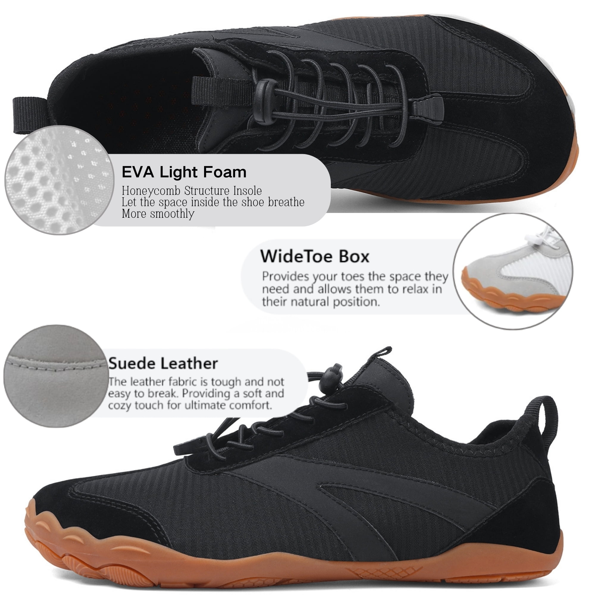 BERANMEY Barefoot Water Shoes for Women Mens Wide Toe Box Quick-Dry Breathable Mesh Zero Drop Trail Running Hiking Walking Shoes for Outdoor
