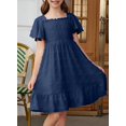 thumbnail image 2 of Vestido de verano bilbiano de chifón azul marino para niñas adolescentes, tallas 6-7, 2 of 9
