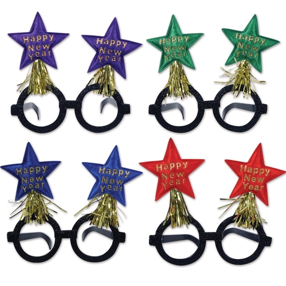 Glittered New Year Star Bopper Glasses, One Size Fits Most, Pack of 2