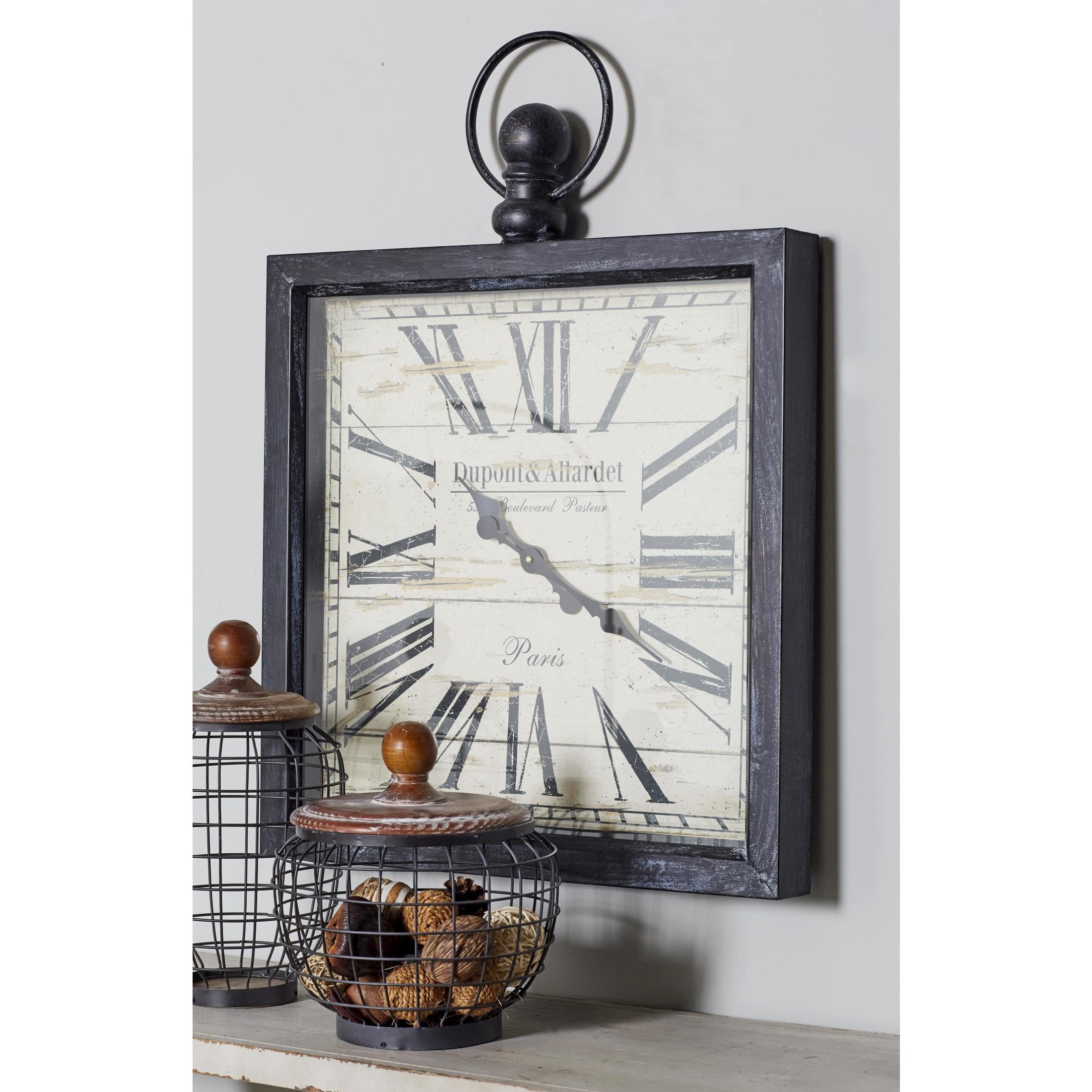 DecMode 24" Brown Metal Finial Pocket Watch Style Wall Clock
