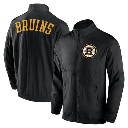 Men s Fanatics Black Boston Bruins Step Up Crinkle Raglan Full-Zip Windbreaker Jacket