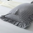 thumbnail image 4 of Black/White Plaid Ruffle Pillow Shams Standard Size Set of 2,Checkered Washed Cotton Gingham Pillow Covers Farmhouse Pillowcases 20"x26", 4 of 6
