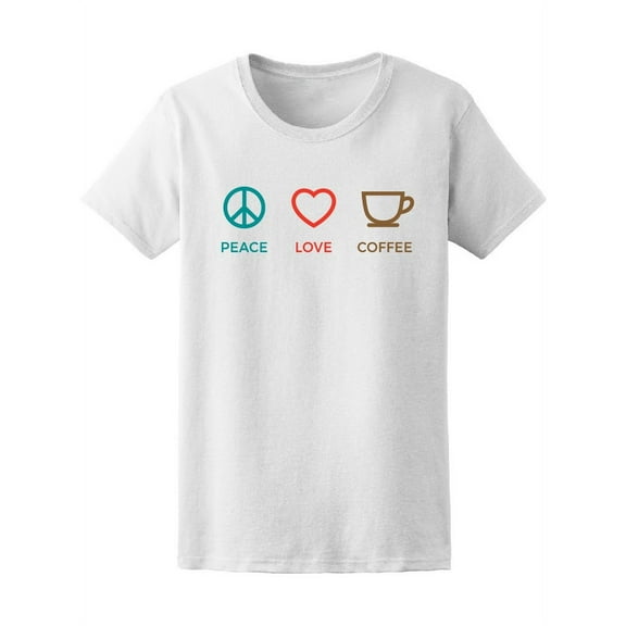Peace Love And Coffee Symbols T-Shirt Women -Image by Shutterstock, Female XX-Large