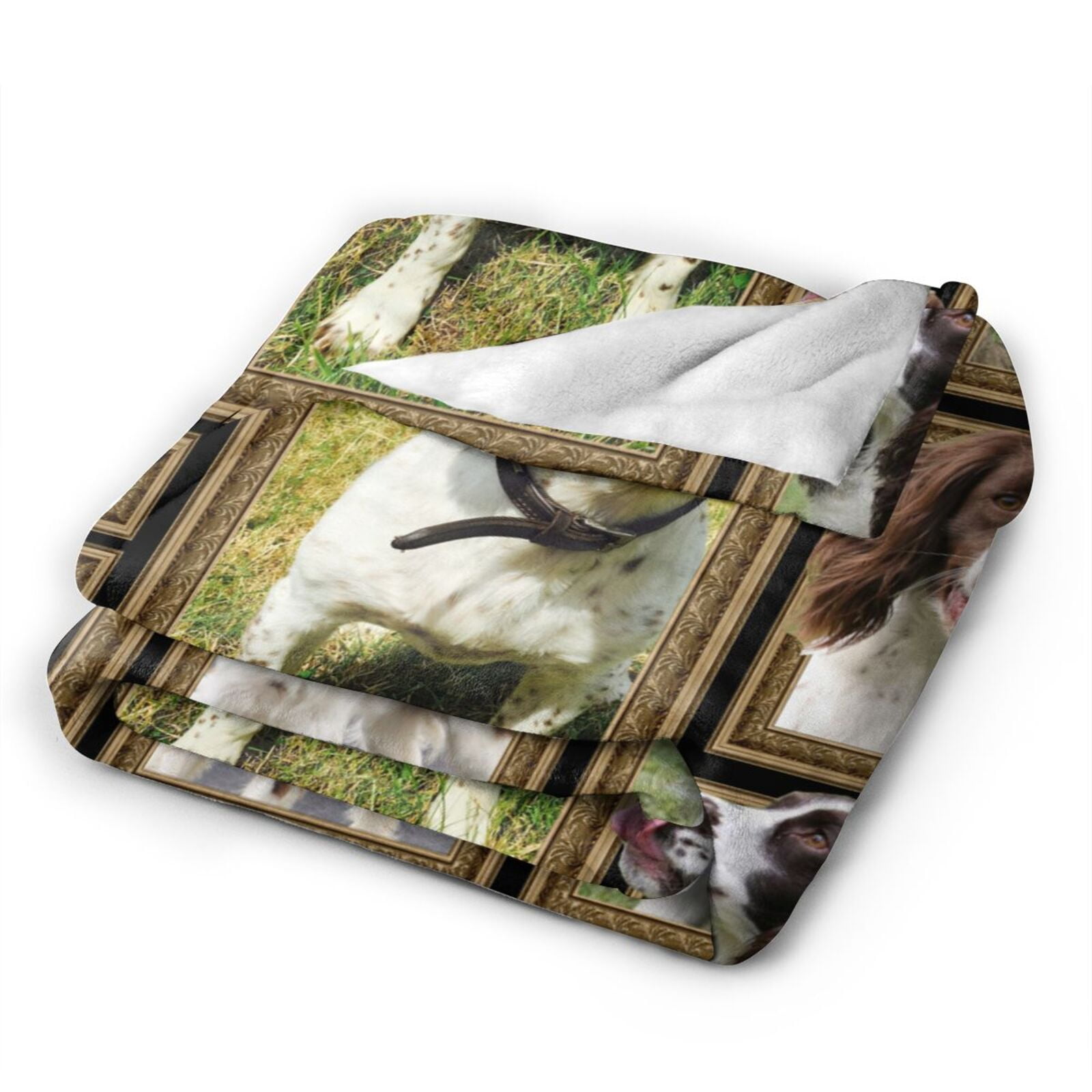 Wijzvio English Springer Spaniel Dog Throw Blanket Soft Fuzzy Fleece Blanket For Couch Bed Living Room Decoration 50"X40"