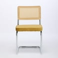 thumbnail image 2 of IVV Set of 2 Mid-Century Modern Velvet Dining Chairs with Rattan Cane Back, Accent Armless Side Chairs with Chrome Cantilever Frame, Gold Velvet Seat, 2 of 10