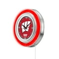 thumbnail image 2 of Holland Bar Stool Wisconsin "W" Double Neon Ring, 15" dia. Logo Clock, 2 of 5