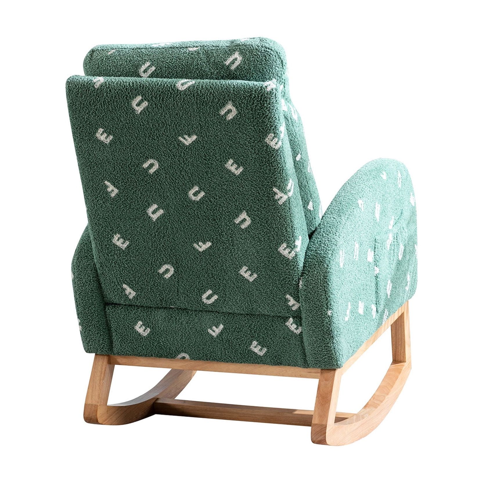 39.00 in Tall Green Boucle Rocking Chair | Appropriate for Quiet Moments in Nursery | Quick and Easy to Assemble
