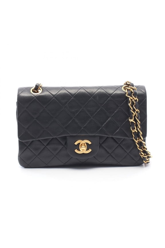 Pre-Owned Chanel Matelass Double Flap Shoulder Bag/Handbag, Lambskin Leather, Women's, Black