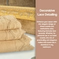 thumbnail image 4 of Zahari Home 3 Piece Laced Towel Set - Stylish Soft Plush Cotton Towels with Hand Towel & Washcloth - Highly Absorbent Towels for Bathroom, Gym, Hotel & Spa (Crochet Taupe), 4 of 5