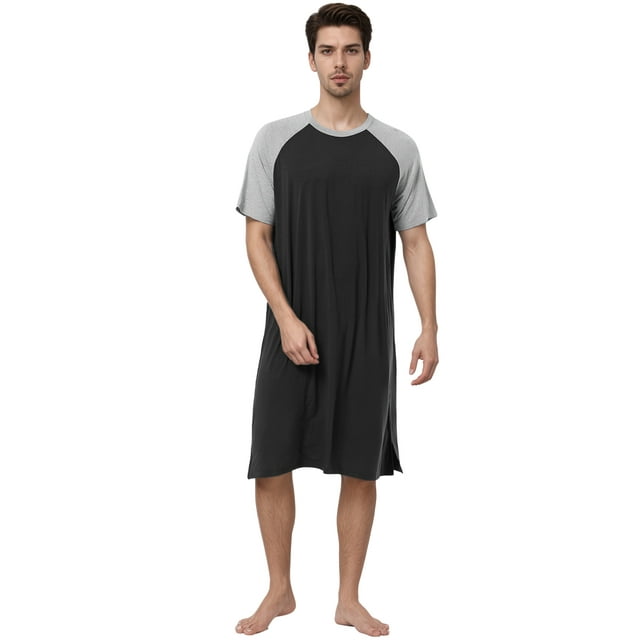Camisón para hombre Lars Amadeus Ropa de dormir Negro Gris claro M