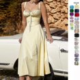 thumbnail image 3 of Bustier Robe d'Été Imprimée Florale Sans Manches Froncée Cuisse Fendue Boho Midi (Livraison Gratuite), 3 of 5
