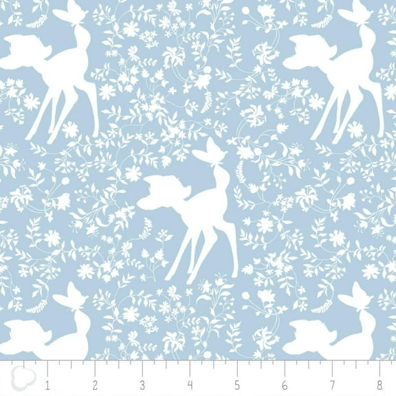 Disney Bambi Fabric Silhouette in Blue from 100% Cotton by The Yard