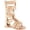 Beige, variant on Link Savannah 3K Little Girls Strappy Buckled Fringe Gladiator Flat Sandals