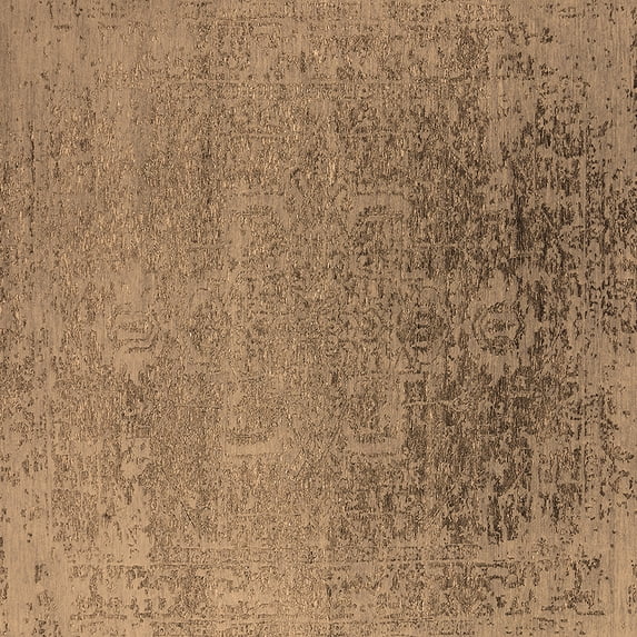 Ahgly Company Indoor Square Oriental Brown Industrial Area Rugs, 7' Square
