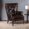 thumbnail image 3 of Beaumont Lane 18'' Traditional Leather Wing Club Chair in Dark Brown, 3 of 4