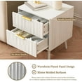 thumbnail image 4 of CARPETNAL White Fluted Nightstand with 2 Drawers, 18'' Wide Bedside Table for Bedroom, Modern Night Stand with Gold Metal Legs, Small Space End Table(White, 2 Piece), 4 of 14