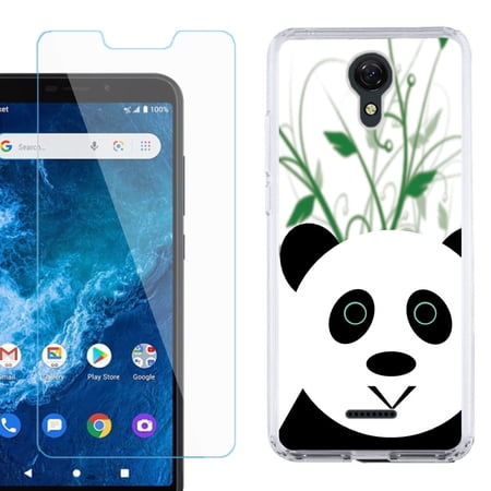 Slim-Fit Protective Phone Case compatible with Cricket Icon 2 with Tempered Glass Screen Protector by OneToughShield ® - Panda