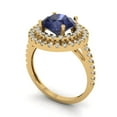thumbnail image 2 of 2.6 ct Round Cut Simulated Blue Sapphire with Simulated Diamond Halo Accents 18K Yellow Gold Womens Engagement Ring, 2 of 5