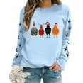 thumbnail image 5 of Wangmeiwg Women's Sweatshirts Women's Hoodies Sweatshirt Christmas Oversize Long Sleeve Crewneck Chicken Printed Lightweight Loose Top L Sky Blue, 5 of 5