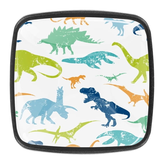 4 Pcs Square Cabinet Handle Cupboard Knob Drawer Pulls Handle Dinosaur Drawer Knobs with Screws Furniture Decoration